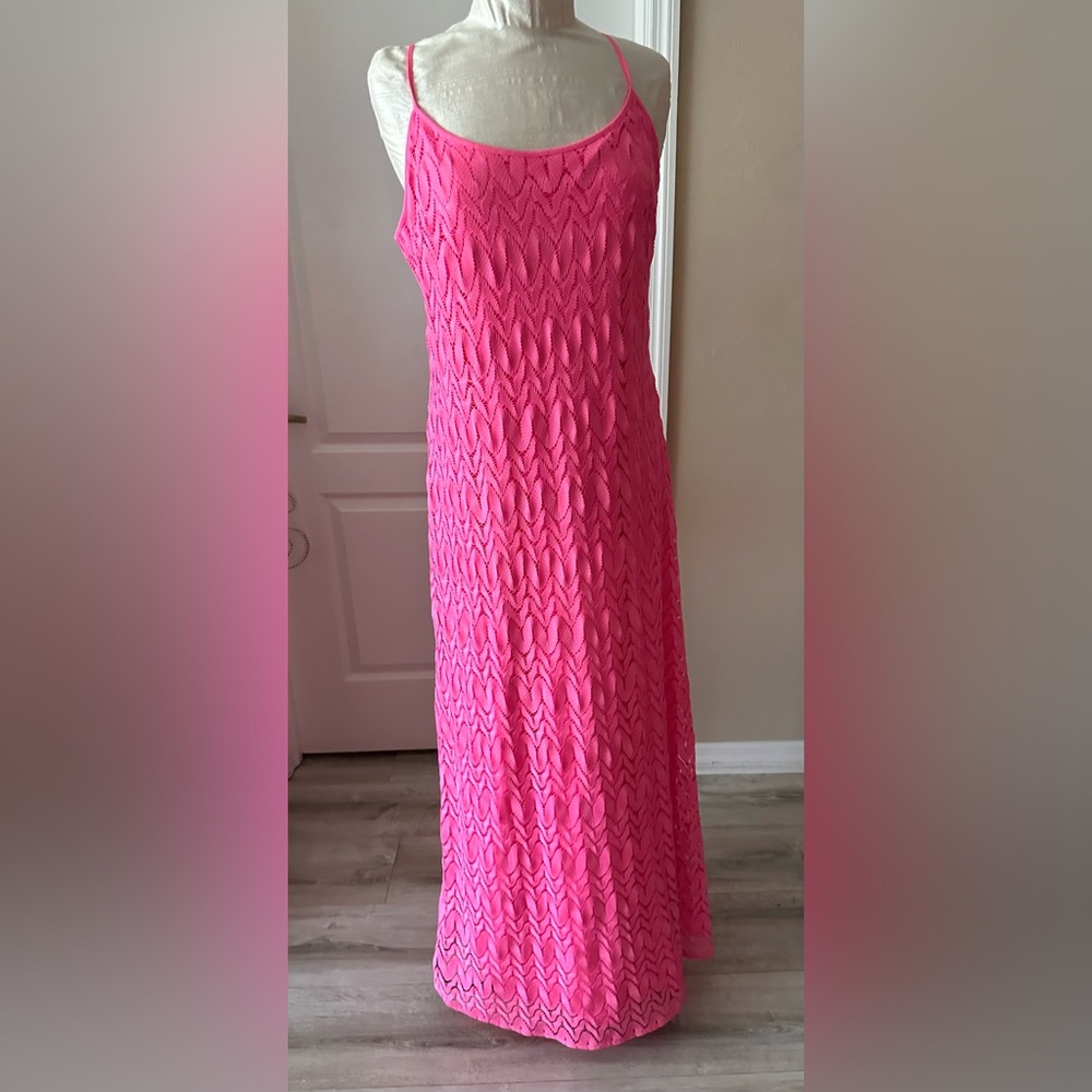 Lilly Pulitzer Pink Marbleized Knit Lace Maxi Dress